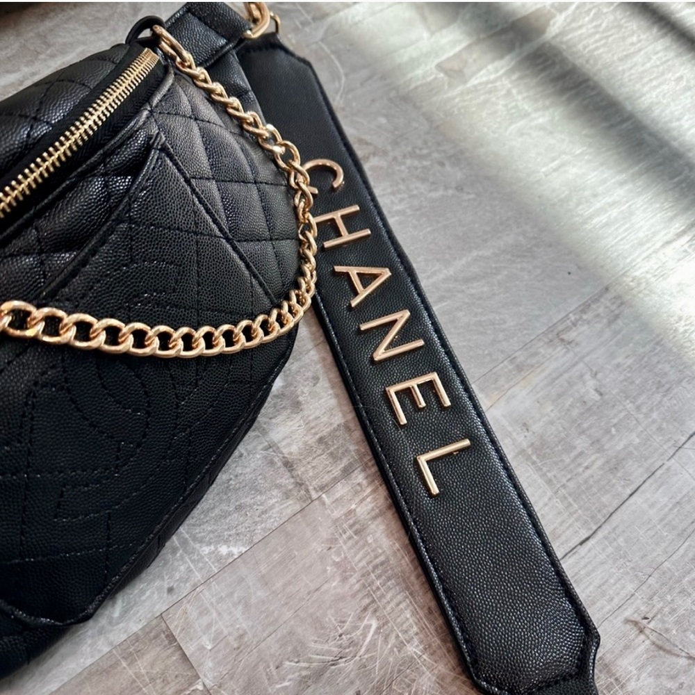 CHANEL Black Quilted Belt Bag with Gold Accents - Picture 3 of 7
